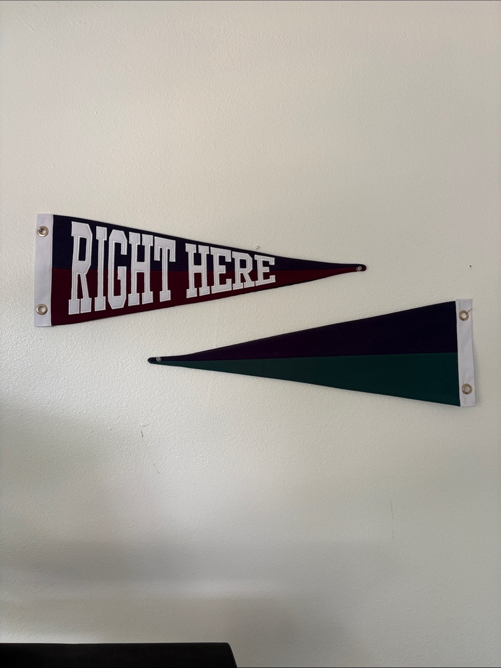 Rowing Blazers Maroon, Navy & Green Triangular Pennant with WHITE Lettering